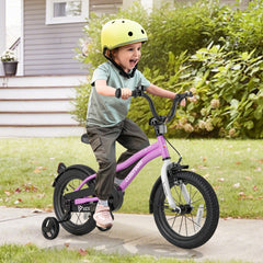 14 Inch Kids Bike with Reflectors, Bell and Detachable Training Wheels, Purple