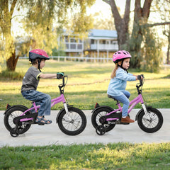 14 Inch Kids Bike with Reflectors, Bell and Detachable Training Wheels, Purple