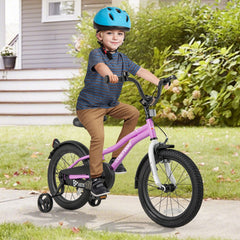 16 Inch Kids Bike with Reflectors, Bell and Detachable Training Wheels, Purple