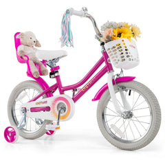 16 Inch Girls Bike with Doll Seat, Basket and Streamers, Pink