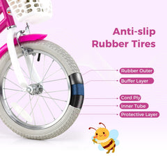 16 Inch Girls Bike with Doll Seat, Basket and Streamers, Pink