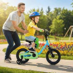 12 Inch Kids Bike with Wheel Reflectors and Removable Training Wheels, Blue
