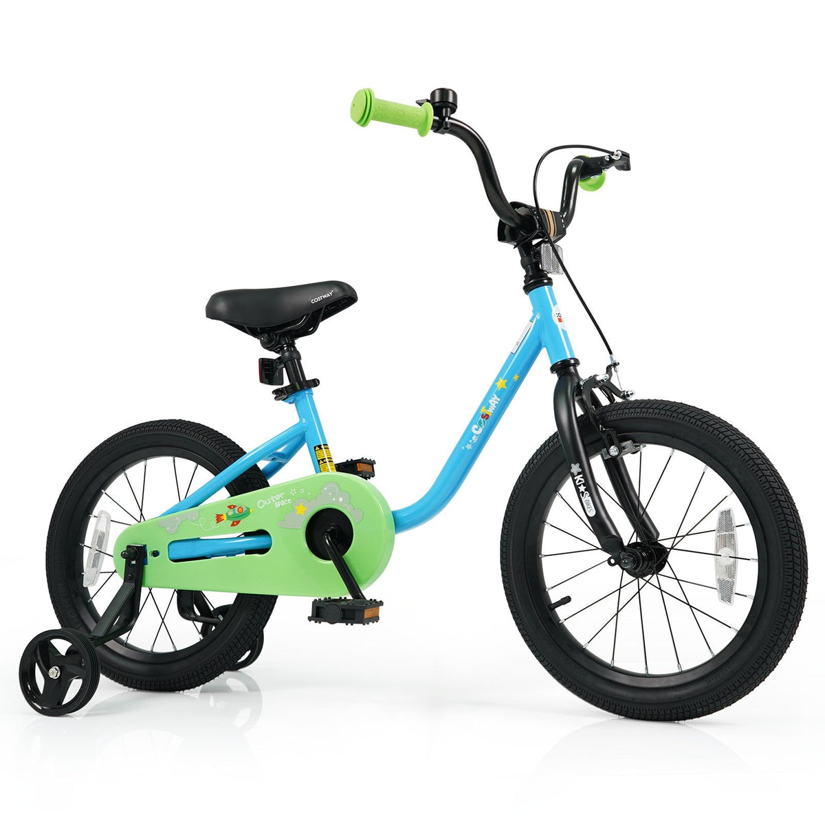 16 Inch Kids Bike with Wheel Reflectors and Removable Training Wheels, Blue