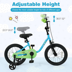 16 Inch Kids Bike with Wheel Reflectors and Removable Training Wheels, Blue