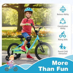 16 Inch Kids Bike with Wheel Reflectors and Removable Training Wheels, Blue