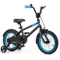 14 Inch Kids Bike with Adjustable Handlebar and Saddle, Black and Blue