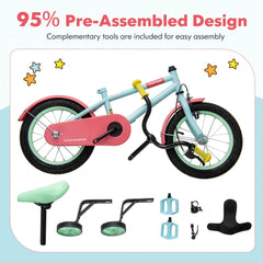 12 Inch Kids Bike with Adjustable Handlebar and Saddle, Light Blue