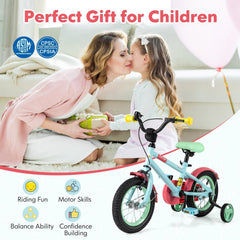 12 Inch Kids Bike with Adjustable Handlebar and Saddle, Light Blue
