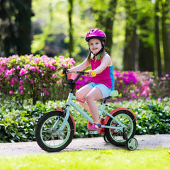 14 Inch Kids Bike with Adjustable Handlebar and Cushioned Seat, Light Blue