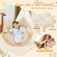 Kids Climbing Arch with Cushion Montessori Arch Climber/Rocker for Toddlers-Beige