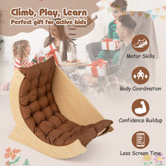 Kids Climbing Arch with Cushion Montessori Arch Climber/Rocker for Toddlers-Coffee