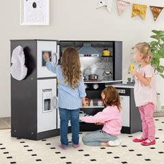 Coffee Brown Corner Play Kitchen with Separate Washing Basin and Light Up Tap