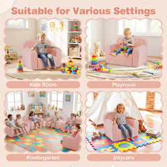 Kids Couch Portable Toddler Sofa with Anti-slip Base-Pink