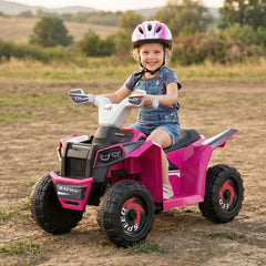 6V Kids Electric ATV Quad with Trailer, Backrest Seat and Seat Safety Lock, Rose Red
