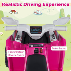 6V Kids Electric ATV Quad with Trailer, Backrest Seat and Seat Safety Lock, Rose Red