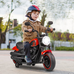 6V Kids Electric Motorcycle with 20 Inch Seat Height and Threaded Tires, Red