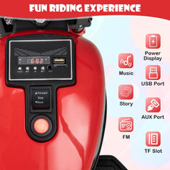 6V Kids Electric Motorcycle with 20 Inch Seat Height and Threaded Tires, Red