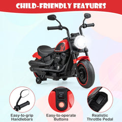 6V Kids Electric Motorcycle with 20 Inch Seat Height and Threaded Tires, Red