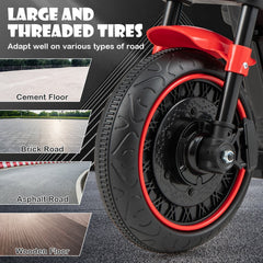 6V Kids Electric Motorcycle with 20 Inch Seat Height and Threaded Tires, Red
