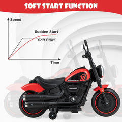 6V Kids Electric Motorcycle with 20 Inch Seat Height and Threaded Tires, Red