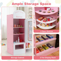 Kids Grocery Store Playset with Cash Register POS Machine-Pink