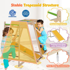 Kids Indoor Playground 6-in-1 Jungle Gym for 3-14 Years Olds-Rainbow