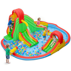 Kids Inflatable Water Park with Three Water Slides, Tunnel and Splash Pool, No Blower