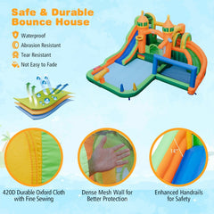 Castle Inflatable Water Park with Two Slides, Climbing Wall and 735W Blower