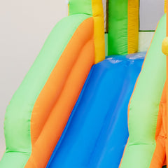 Castle Inflatable Water Park with Two Surfing Slides and Soccer Goal, No Blower