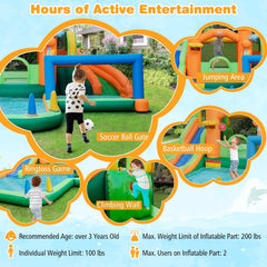 Kids Inflatable Water Slide with Soccer Gate and 750W Blower