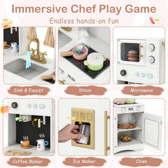 Kids Kitchen Playset with Microwave and Coffee Maker for Ages 3+-White