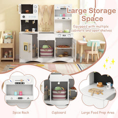 Kids Kitchen Playset with Microwave and Coffee Maker for Ages 3+-White