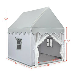 Kids Large Play Castle Fairy Tent with Mat-Gray