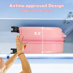 Kids Luggage Set with 14 Inches Carry-on Hardside Spinner Toddler Luggage and 10 Inches Backpack-Pink