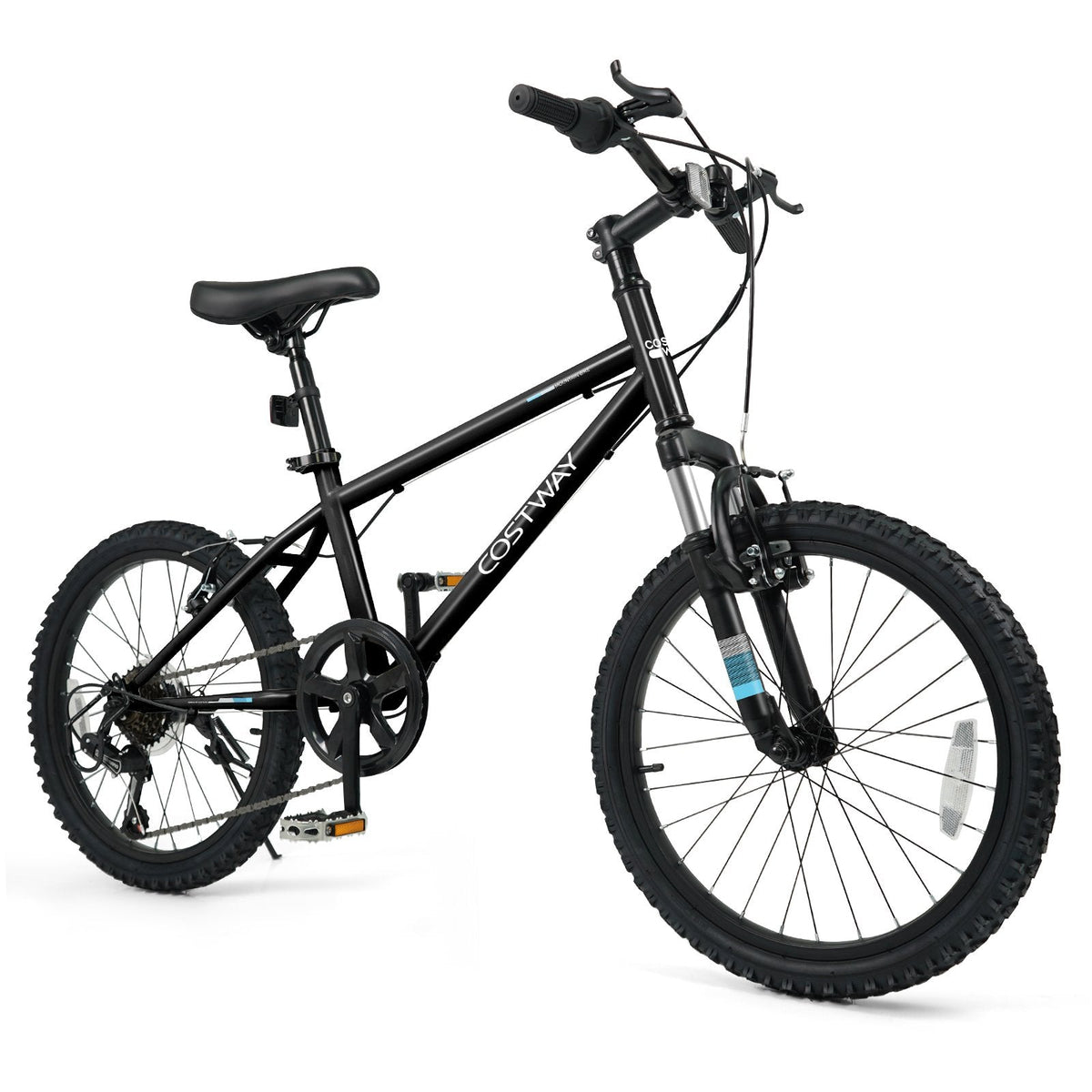 20 Inch Kids Mountain Bike with Shimano 6 Speed and Suspension Fork, Black