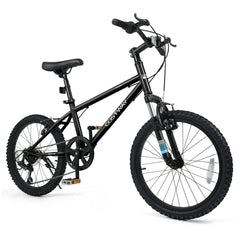 20 Inch Kids Mountain Bike with Shimano 6 Speed and Suspension Fork, Black