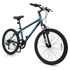 24 Inch Kids Mountain Bike with Shimano 6 Speed and Suspension Fork, Navy