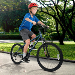 24 Inch Kids Mountain Bike with Shimano 6 Speed and Suspension Fork, Navy