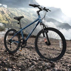 24 Inch Kids Mountain Bike with Shimano 6 Speed and Suspension Fork, Navy