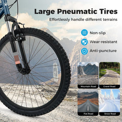 24 Inch Kids Mountain Bike with Shimano 6 Speed and Suspension Fork, Navy