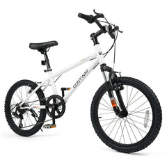 20 Inch Kids Mountain Bike with Shimano 6 Speed and Suspension Fork, White