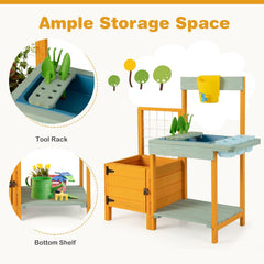 Kids Outdoor Potting Bench with See-Through Window