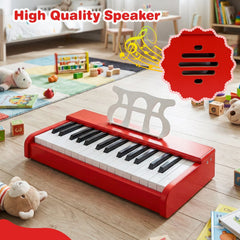 Kids Piano Keyboard 30 Keys Digital Piano with Music Stand for 3+ Years Old Beginners-Red
