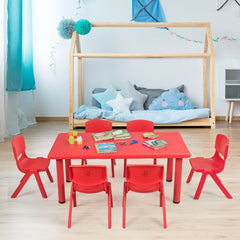 Kids Rectangular Learn and Play Table, 47 Inch Plastic Activity Table, Red
