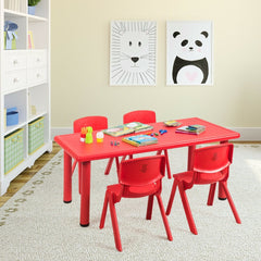 Kids Rectangular Learn and Play Table, 47 Inch Plastic Activity Table, Red