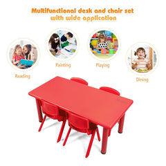 Kids Rectangular Learn and Play Table, 47 Inch Plastic Activity Table, Red