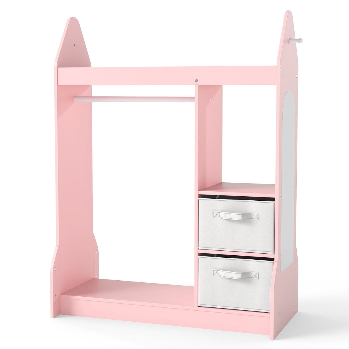 Kids Play Armoire Dresser with Cloth Hanger-Pink