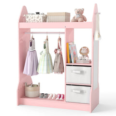 Kids Play Armoire Dresser with Cloth Hanger-Pink