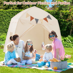 Kids Play Tent Bed Tent with String Lights Extra Large Playhouse Tent-Beige