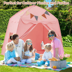 Kids Play Tent Bed Tent with String Lights Extra Large Playhouse Tent-Pink